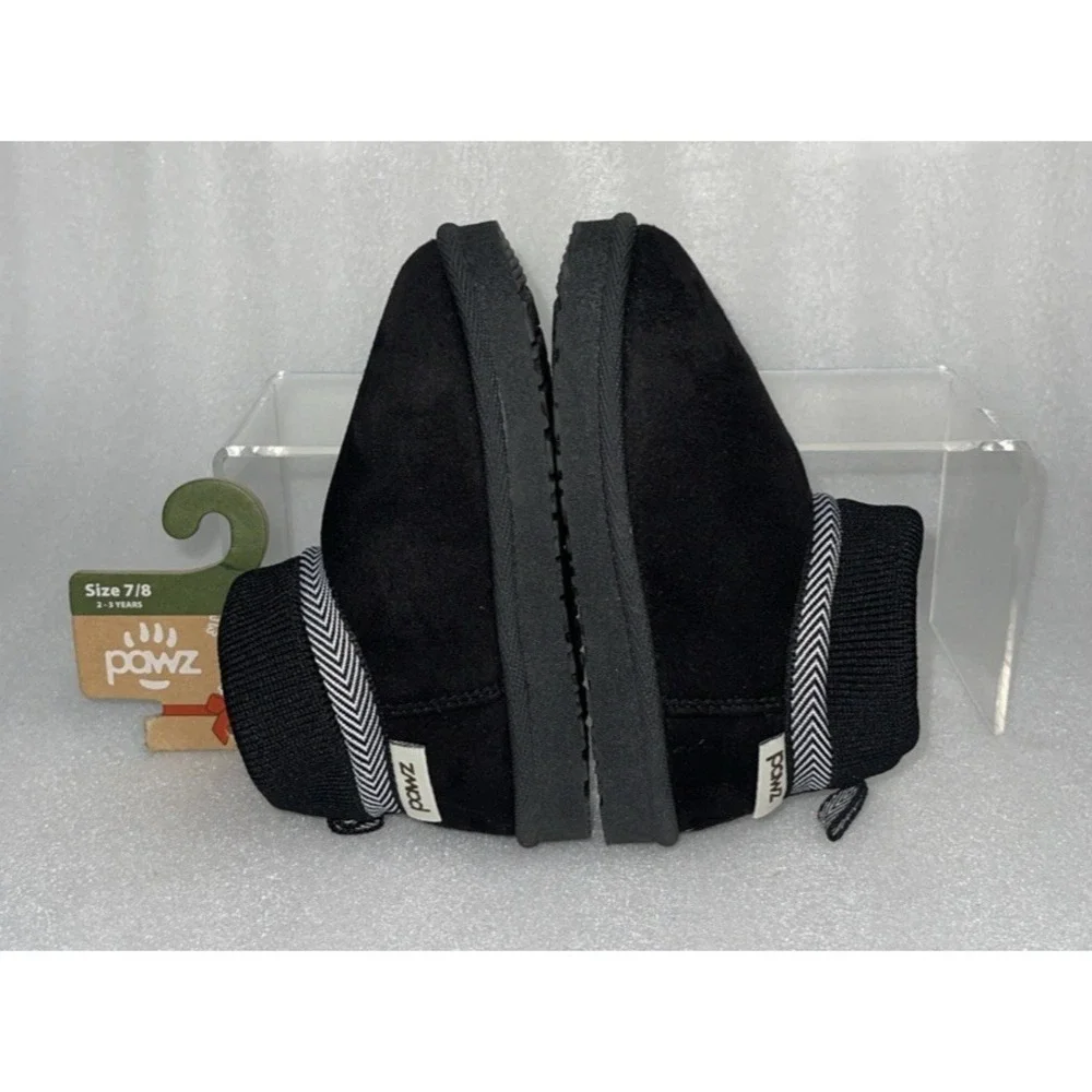Pawz by Bearpaw Toddler Size 7/8 Fleece Lined Faux‎ Fur Slipper Boots Black NEW